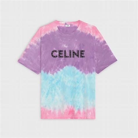 celine loose t-shirt in cotton with studs multicolor|Men's Loose cotton jersey t.